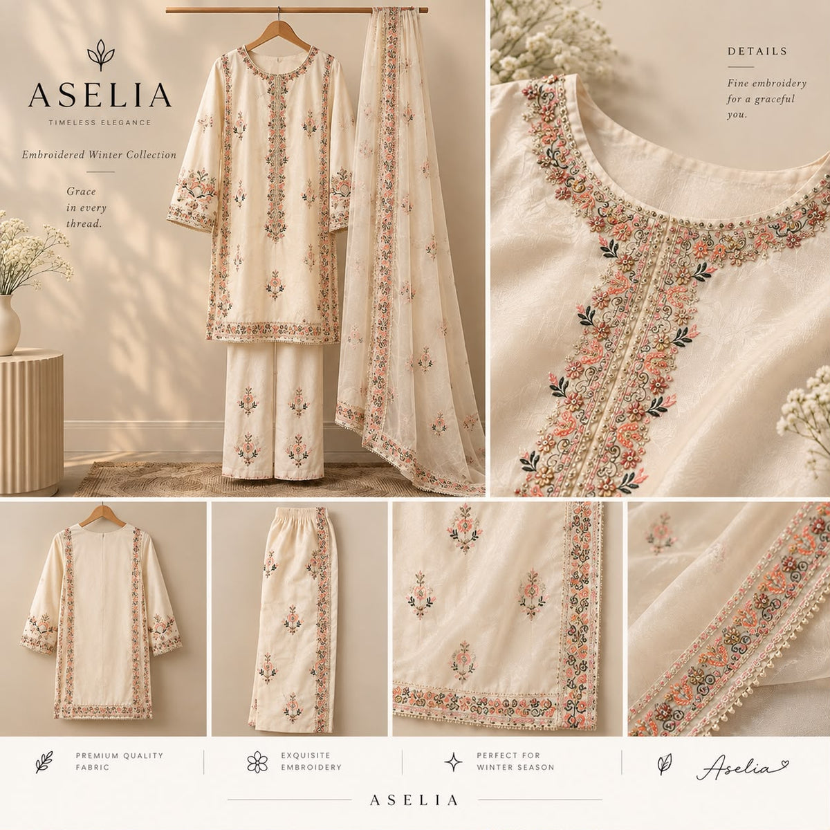 Embroidered Winter 3-Piece Suit