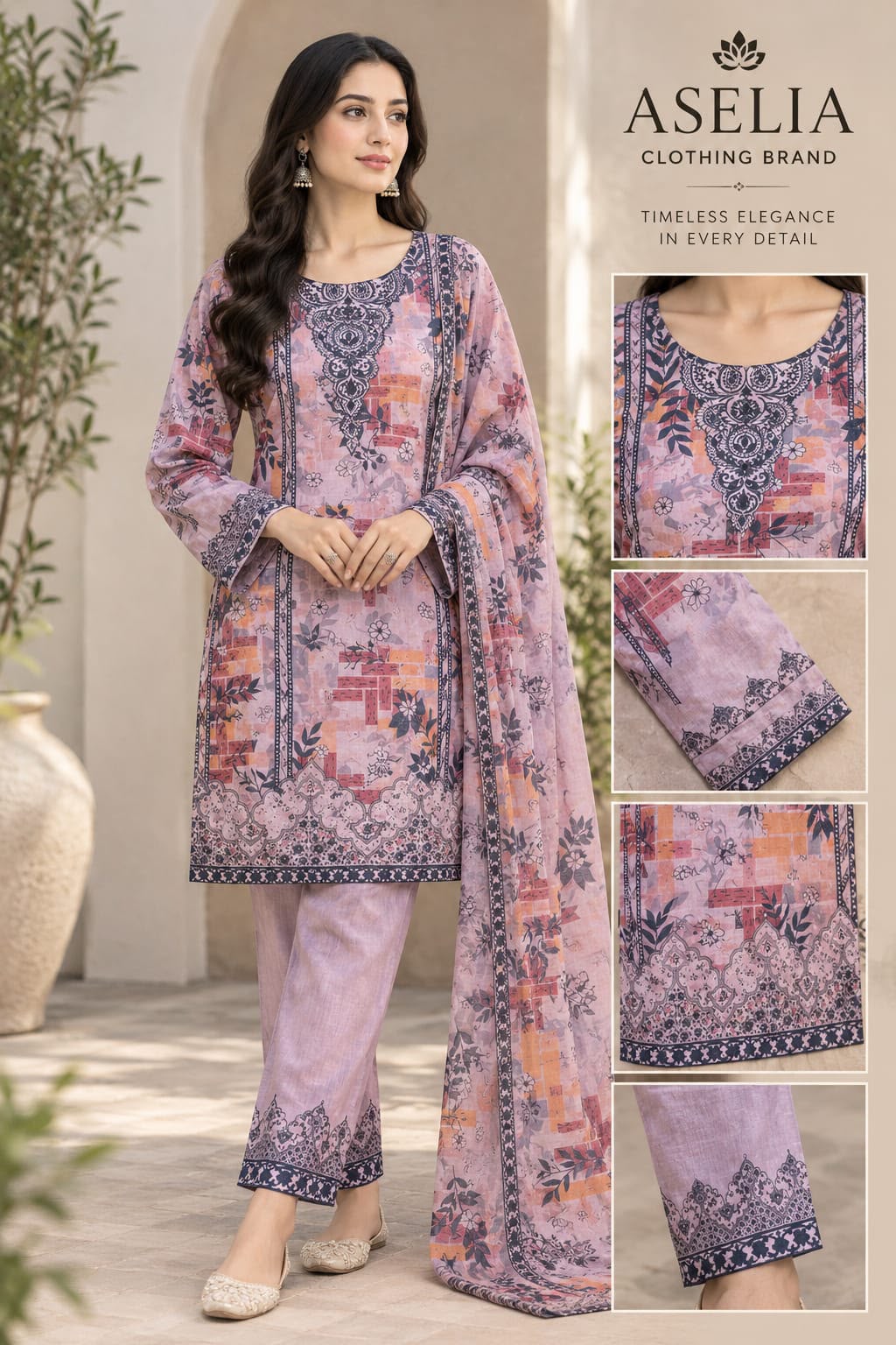 Korean Lawn Printed 3-Piece Suit